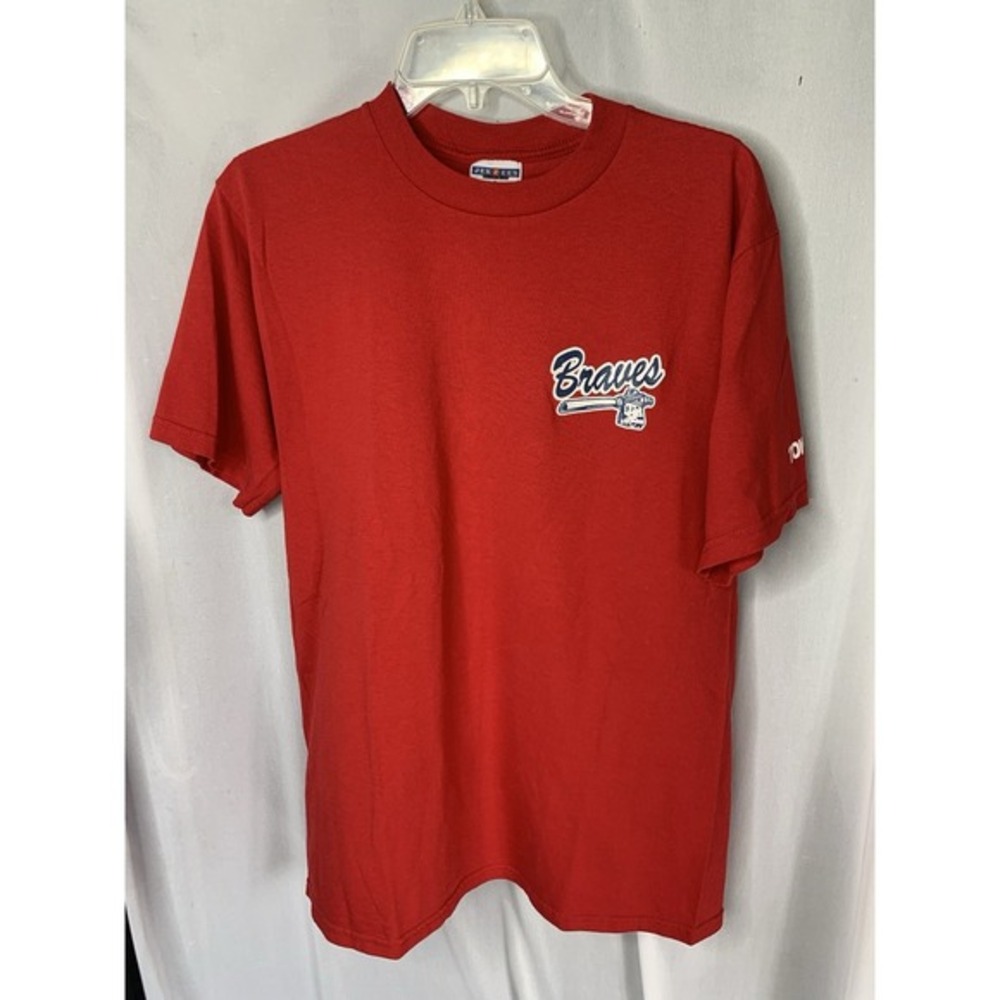 Mens M Vintage Jerzees Braves Red Tshirt Short Sleeve